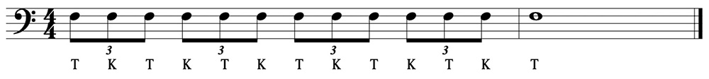 Example 4. Triple Tongue pattern alternating T and K