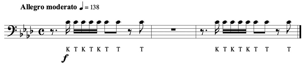 Example 7. Sibelius <i>Finlandia</i> with suggested articulation