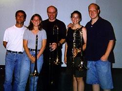 Clinician Alex Iles with the Disney trombone section.